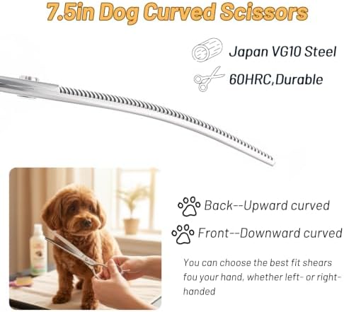 7.5in 25° Curved 56 Teeth Thinning Dog Grooming Scissors - Image 3