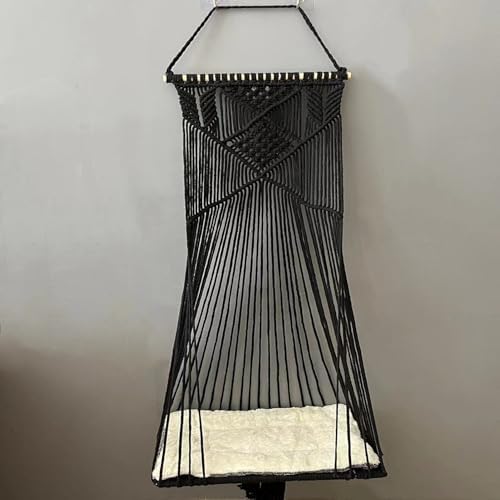 Macrame Hanging Cat Hammock Bed Cat Swing House Space Saving Window Perch - Image 7