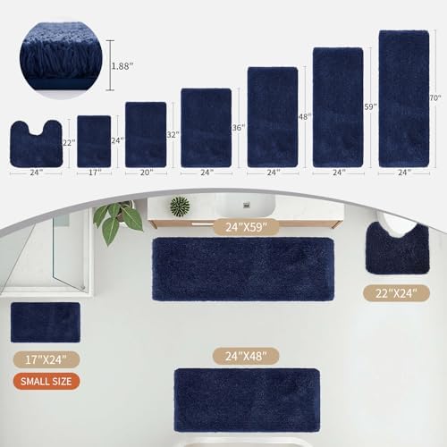 Disolla Navy Blue Bathroom Runner Rug 24x70, Plush Extra Large Bath Mat - Image 2