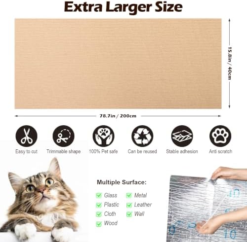 Cat Scratch Furniture Protector, 78.7"x15.8" Cat Scratch Pad - Image 2
