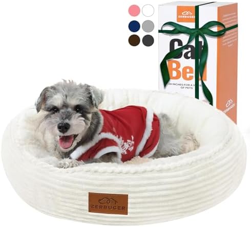 Zerbuger 23in Cream Round Dog Bed Sofa by Zerbuger