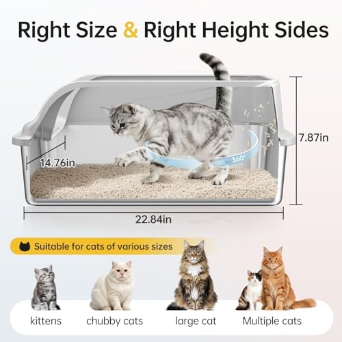 High-Sided Stainless Steel XL Cat Litter Box - Image 2