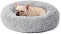 Calming Donut Dog Bed for Small Dogs, Anti-Anxiety Round Washable Plush Fluffy by Homeuslynn