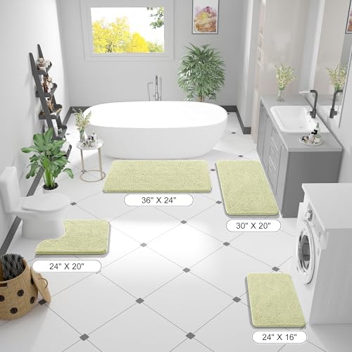 OLANLY Bathroom Runner Rugs 44x24, Soft Absorbent Chenille Bath Rugs, Rubber - Image 3