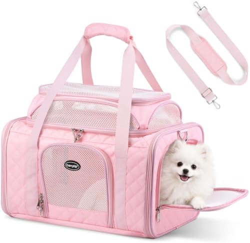 Pet Carrier Airline Approved 18x13x9.5 in, Soft-Sided Top-Expandable by Carrytip