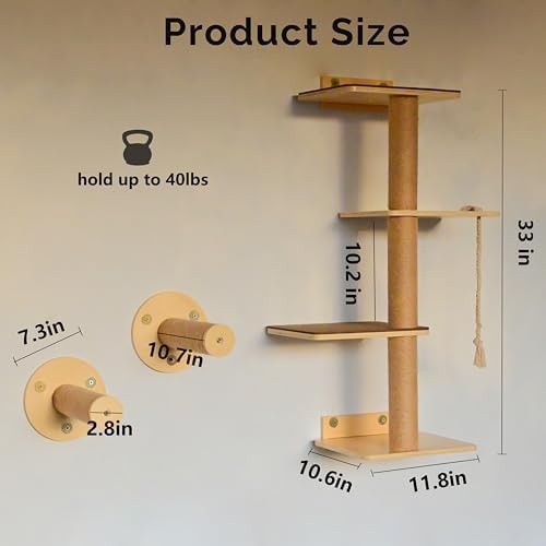 Cat Window Perch and Cat Wall Shelves 2 in 1 Cat Scratching Activity Tree Wall - Image 5