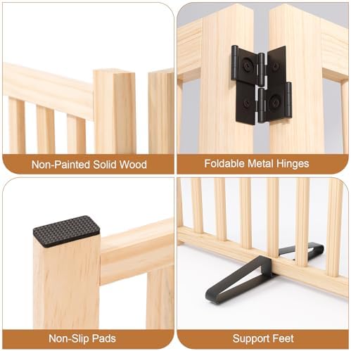 YOCAN Non-Painted Wooden Freestanding Dog Gates - Image 5