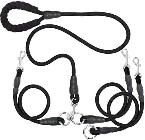 Heavy Duty 3 Dog Leash for Large Dogs No Tangle Detachable 360° Swivel Device by SONQUEEN