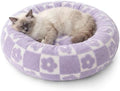 LE SURE Shown on TV Jacquard Donut Cat Beds Indoor, Flower Checks 20x20x6in by Lesure