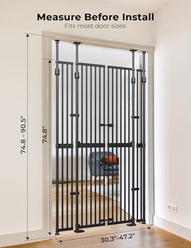 Extra Tall Cat Gate for Doorway, Pressure Mounted Pet Gate - Image 2