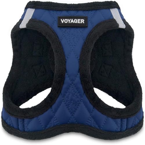 Voyager Step-in Plush Dog Vest Harness -Royal Blue Faux Leather by BestPetSuppliesLLC