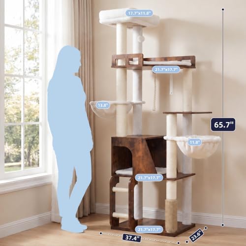 Hey-brother Wooden Cat Tree Tower - Image 2