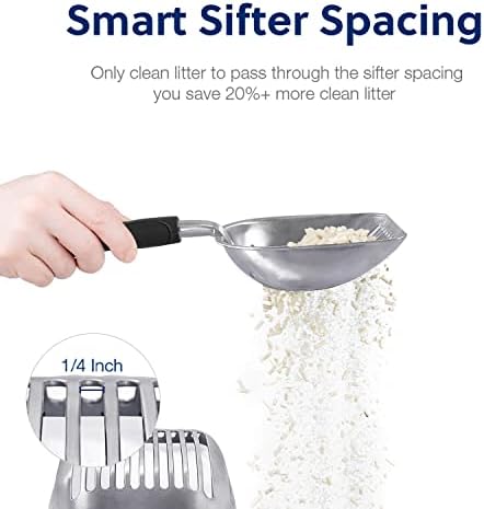 WePet Cat Litter Scoop, Aluminum Alloy Sifter, Kitty Metal Scooper, Deep Shovel - Image 4