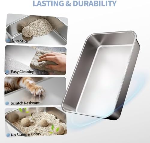 2 Pack Stainless Steel Cat Litter Box - Image 3