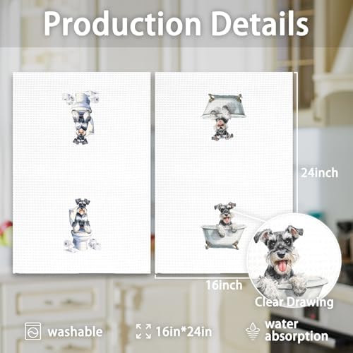 Funny Schnauzer Dog Hand Towels Set of 2, Gifts - Image 7