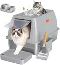 XL Enclosed Stainless Steel Litter Box by Tevila