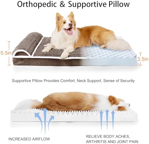 Orthopedic Large Dog Bed Pillow Pet Sofa Bed 42''X28'' Taupe - Image 6