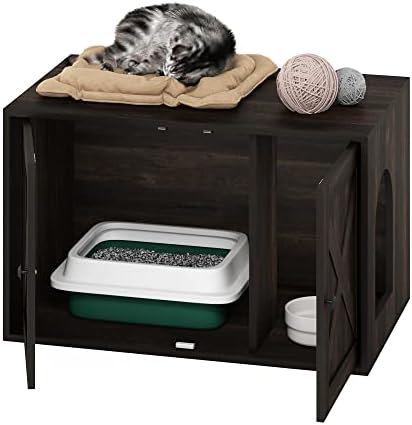 Furinno PELI Cat Litter Box Enclosure, Farmhouse Hidden Litter Box Furniture - Image 2