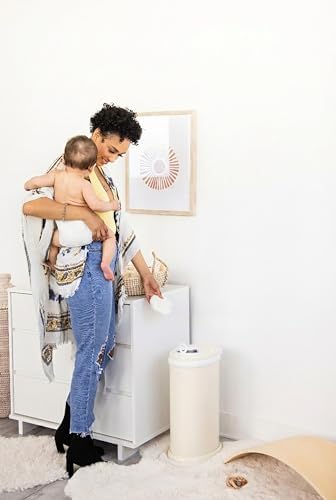 Ubbi Stainless Steel Diaper Pail, No Special Bag, Odor-Locking, Matte Ivory - Image 2