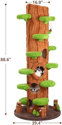 88.6" Extra Large Solid Wood Cat Tree Tower – Multi-Level Indoor Cat Condo - Image 2