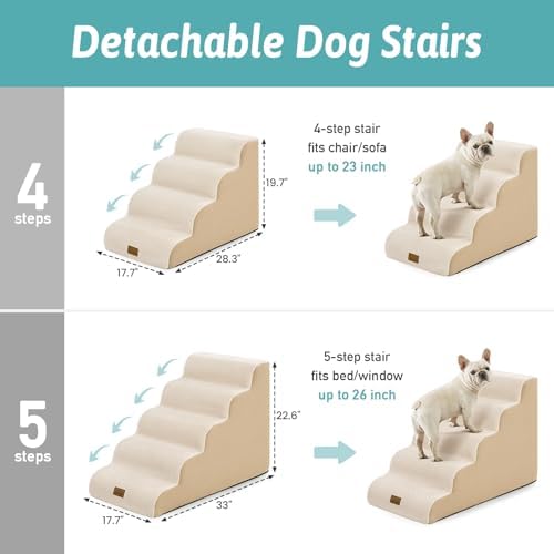 COZY KISS Wide Dog Stairs for Small Dog 19.7" H, 4 Step Pet Ramp for Bed - Image 2