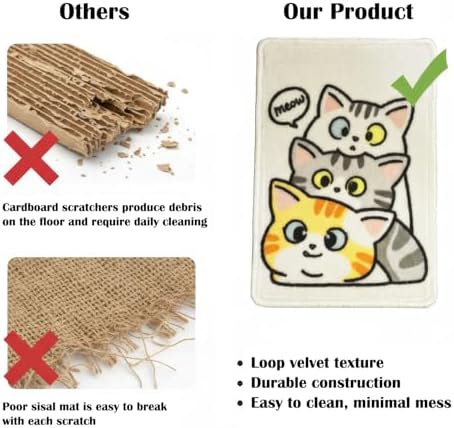2 Pack Indoor Cat Scratch Mat & Pad, 19.69x13.78 Inch High-Density Loop Pile - Image 3