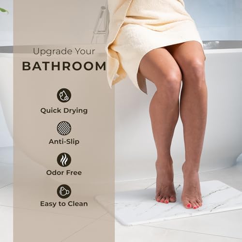 TOSORO - Stone Bath Mat Diatomaceous Earth Shower Mat Non-Slip Super Absorbent - Image 2