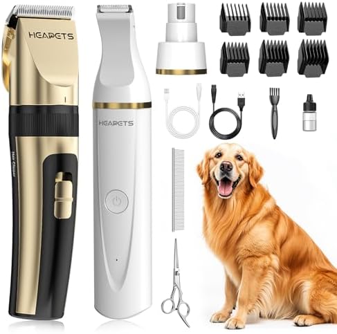 HEAPETS Dog Hair Clippers for Grooming Kit and Dog Paw Trimmer Nail Grinder for by Heapets