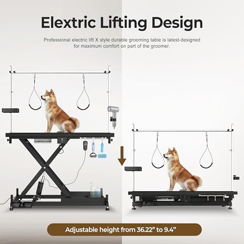 Electric Lift Pet Dog Grooming Table, Upgrade 50 Inch Heavy Duty 9'' -36'' - Image 4