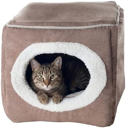 Cat House - Indoor Bed with Removable Foam Cushion - Cat Cave by PETMAKER