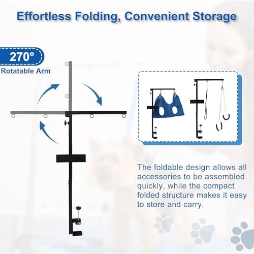 Dog Grooming Arm for Table, Includes Clamp, No-Sit Nooses, Home/Salon Use - Image 6