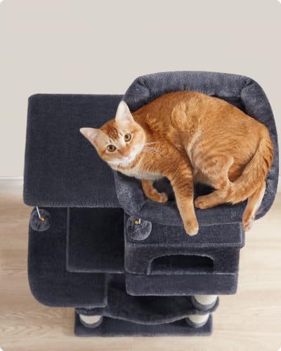 Feandrea Cat Tree, 44.1-Inch Cat Tower, Smoky Gray - Image 4