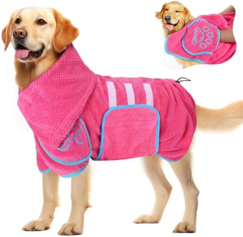 SlowTon Dog Bathrobe Drying Coat – Super Absorbent Fast Drying by SlowTon