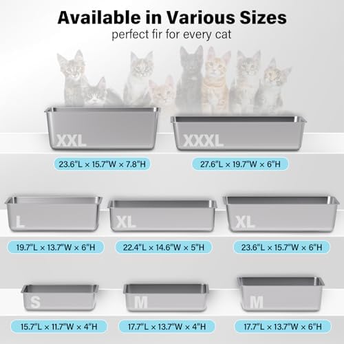 Stainless Steel Cat Litter Box 2Pack, Medium Metal Cat Litter Box, Steel - Image 7