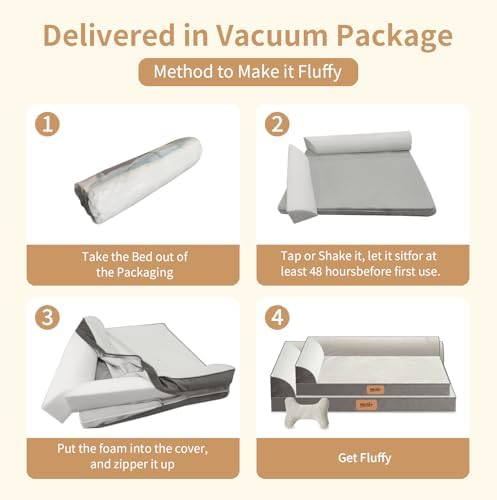Large Dog Bed with Cooling Gel Memory Foam, Orthopedic Waterproof Pet Bed with - Image 5