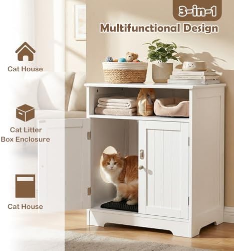 Tangkula Wooden Cat Litter Box Enclosure - Image 6