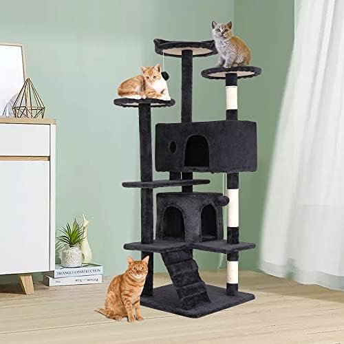 BestPet | 54" Cat Tree Tower | Dark Gray | Sturdy Multi-Level Cat Tree - Image 2