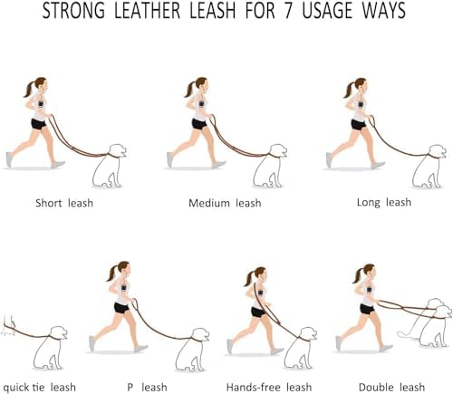 Multi Function 8ft Genuine Leather Hands Free Dog Training Leash - Image 2