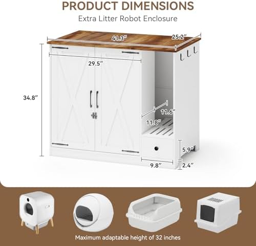 YUSING Large/Tall Cat Litter Enclosure, Litter Box Furniture Hidden, Cat Litter - Image 2