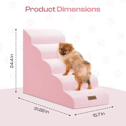 Miorun Dog Stairs for High Beds, 24.5" Foam Pet Ramp Step for Small Dogs - Image 5