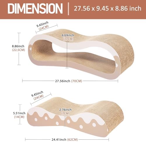 FluffyDream 2 in 1 Cat Scratcher Cardboard Lounge Bed, Cat Scratching Post - Image 2