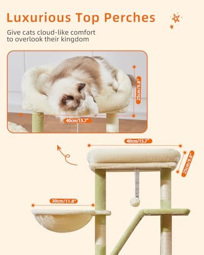 Taoqimiao Cat Tree, 38.5In Cat Tower - Image 3