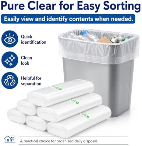 Teivio Small Clear Trash Bags 1.3 Gallon 190 Count Unscented Garbage Bags - Image 5