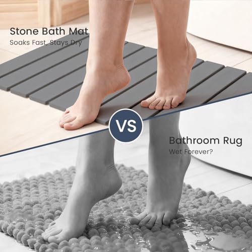 Meowoo Foldable Stone Bath Mat, 23.6"x15.3" Diatomaceous Earth Mat - Image 6