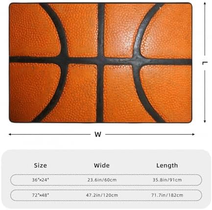 Basketball Texture Area Rug Non-Slip Soft Microfiber Washable Inside Floor Mats - Image 3