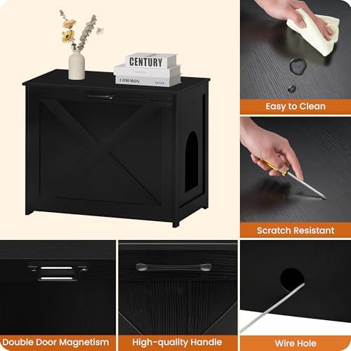 Dwanton Cat Litter Box Enclosure, Hidden Litter Box Furniture, 27.6 Inches - Image 6