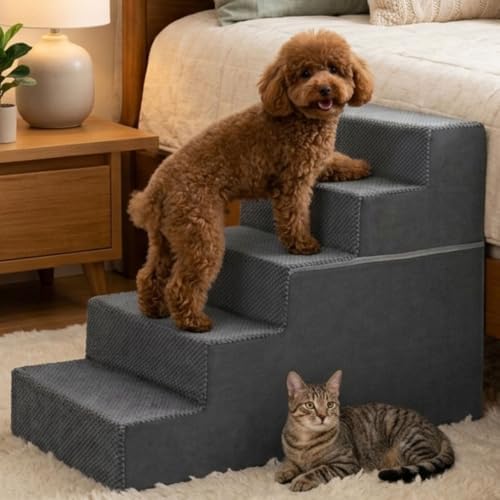 DUMOS Dog Stairs for Small and Medium Dogs, 5-Step Pet Steps by DumosLifestyle