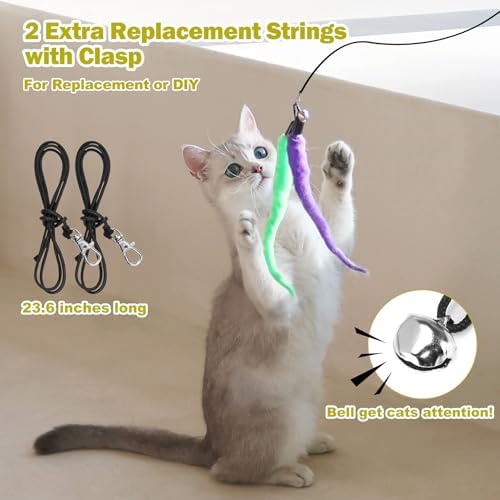 MeoHui Cat Toys for Indoor Cats, Interactive Cat Toy 2PCS Retractable Wand Toy - Image 6