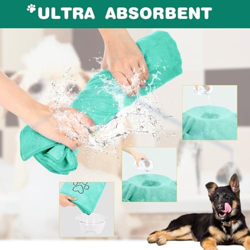 Chumia 4 Pcs Dog Towels for Drying, 30 x 50 Inch, Light Green - Image 4