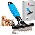 Undercoat Rake for Long Haired Dogs, Long & Short Teeth Dematting Comb by DSKRUI